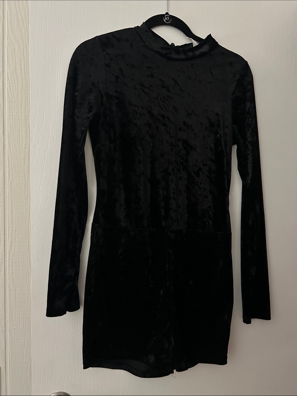 Hustler Hollywood Black Velvet Long-Sleeve Romper